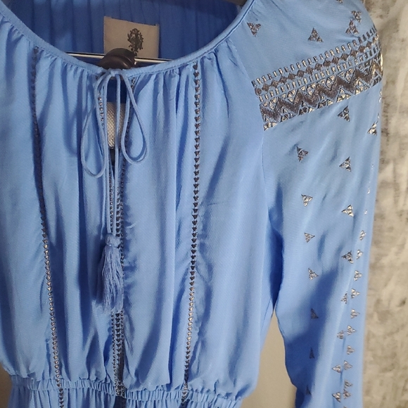 ✨The Jetset Diaries Blue Boho Embroidered Mini Dress - Size XS✨ - Picture 5 of 9